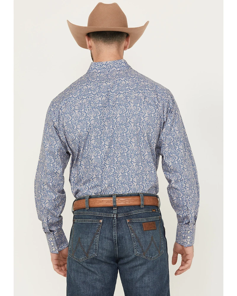 Ely Walker Men's Paisley Print Long Sleeve Pearl Snap Western Shirt