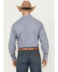 Ely Walker Men's Paisley Print Long Sleeve Pearl Snap Western Shirt