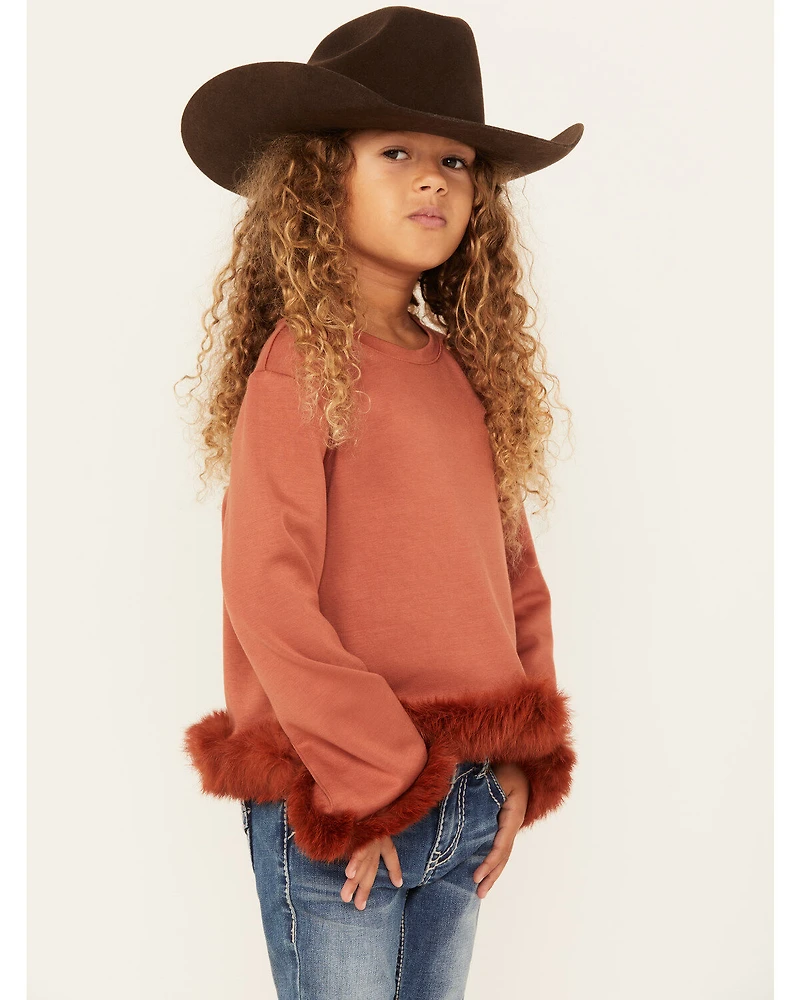 Hayden LA Girls' Fur Trimmed Sweater