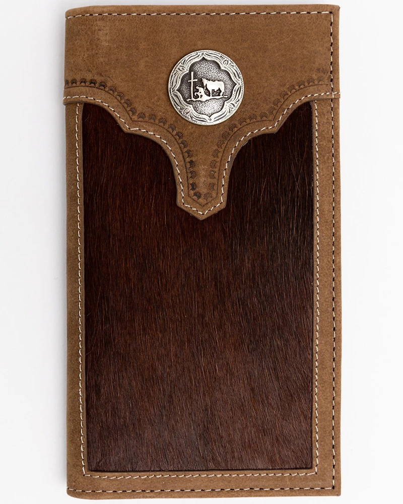 Cody James Men's Hair On Praying Cowboy Leather Checkbook Wallet