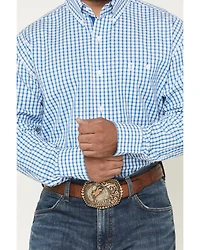 George Strait by Wrangler Men's Plaid Print Long Sleeve Button-Down Stretch Western Shirt