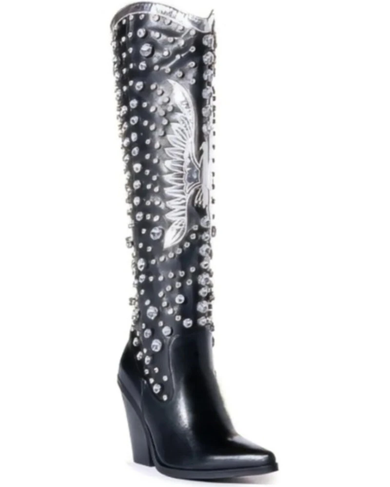 Azalea Wang Women's Upbeat Rhinestone Western Boots - Snip Toe