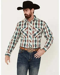 Panhandle Select Men's Southwestern Print Long Sleeve Snap Western Shirt