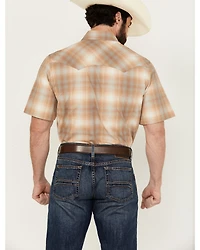 Wrangler Retro Men's Ombre Plaid Print Short Sleeve Snap Western Shirt