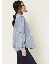 Kimes Ranch Women's Mae Floral Embroidered Long Sleeve Snap Relaxed Fit Western Shirt