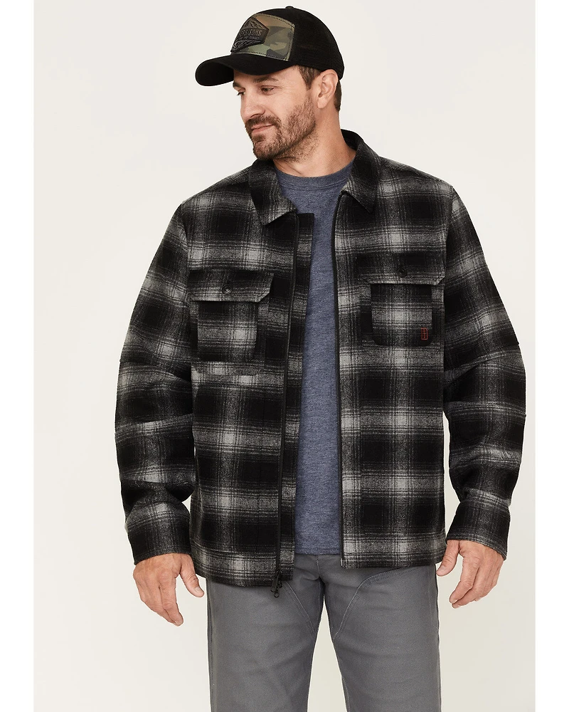 Brothers and Sons Men's Wool Full Zip Plaid Print Jacket