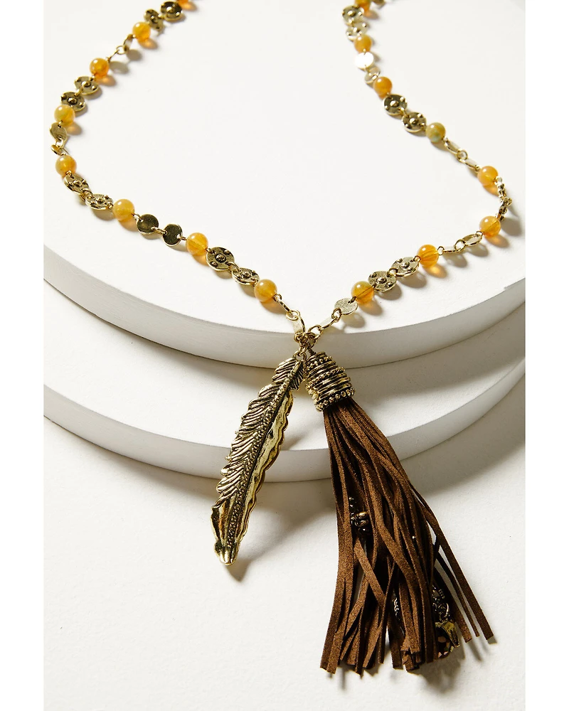 Shyanne Women's Soleil Feather Pendant Necklace