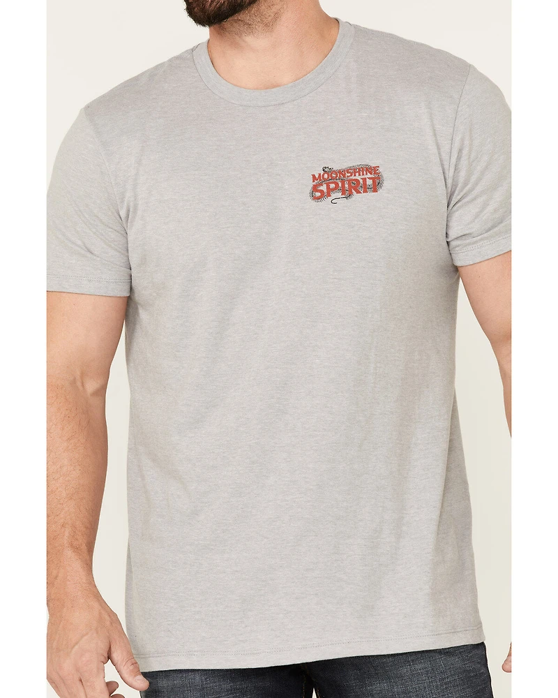 Moonshine Spirit Men's Gray Floral Snake Graphic Short Sleeve T-Shirt