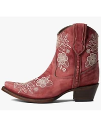 Circle G Women's Flowered Embroidery Ankle Western Booties - Snip Toe