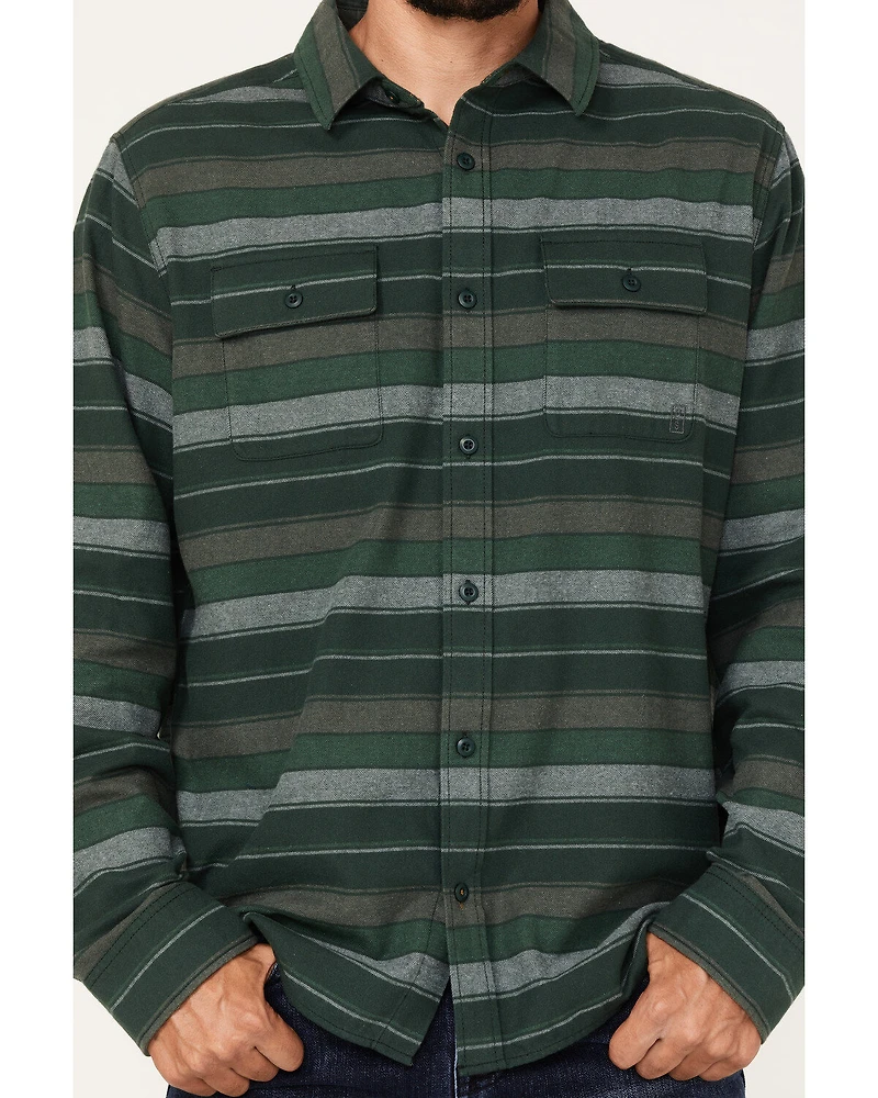 Brothers and Sons Men's Novelty Striped Long Sleeve Button Down Western Flannel Shirt