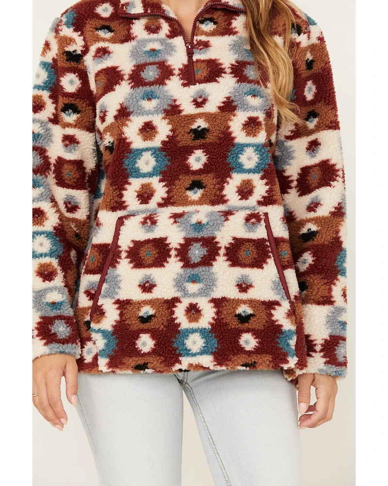 Cotton & Rye Women's Southwestern Print Sherpa Half Zip Pullover