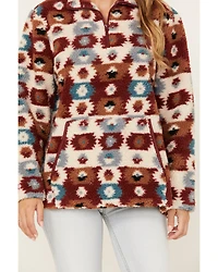 Cotton & Rye Women's Southwestern Print Sherpa Half Zip Pullover