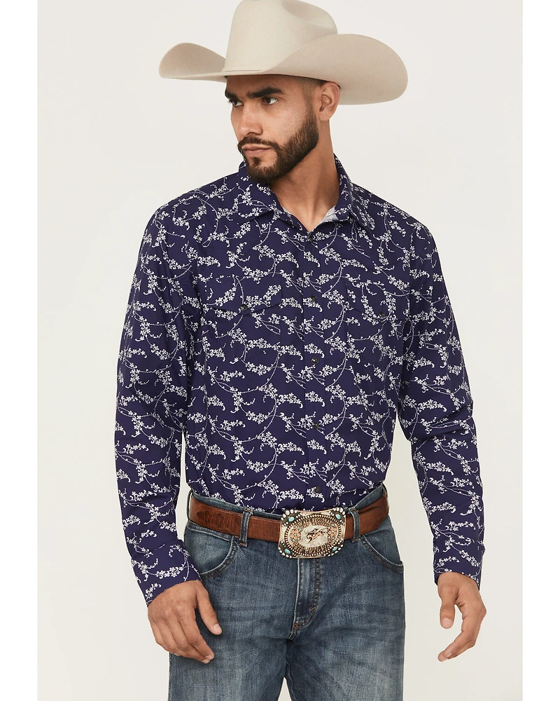 Gibson Trading Co Men's Blossom Floral Print Long Sleeve Snap Western Shirt