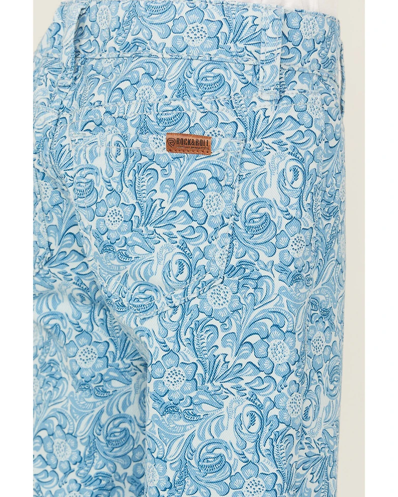 Panhandle Girls' Tooled Button Flare Stretch Denim Jeans