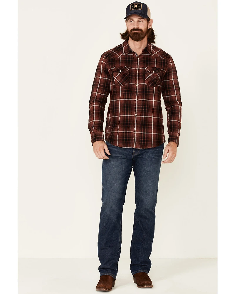 Flag & Anthem Men's Thornton Maroon Plaid Long Sleeve Snap Western Shirt