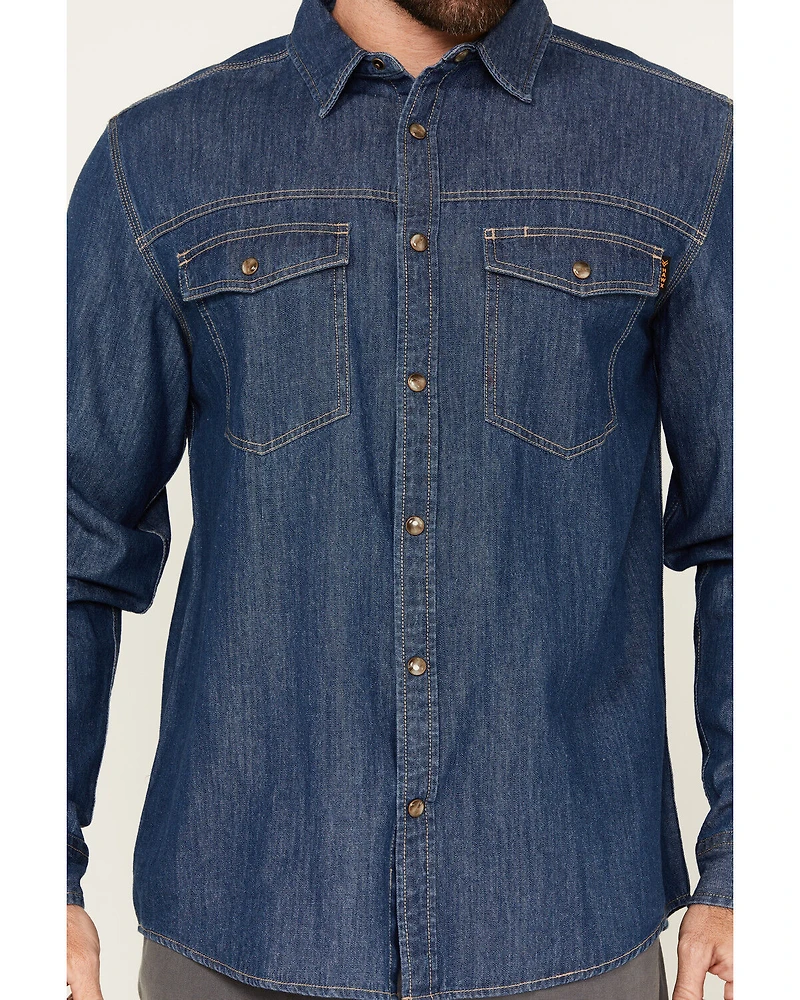 Hawx Men's Core Long Sleeve Snap Denim Work Shirt - Big & Tall