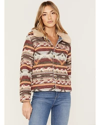 Idyllwind Women's Light Wash Reversible Sherpa Blanket Denim Jacket