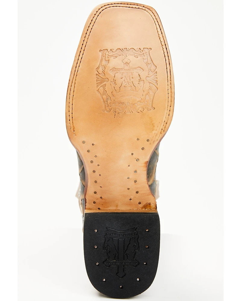 Tanner Mark Men's Monster Fish Print Western Boots - Broad Square Toe
