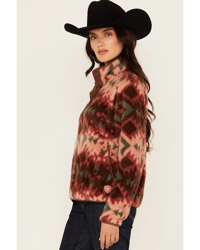 Ariat Women's Southwestern Print Berber Snap Pullover