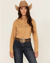 Outback Trading Co Women's Solid Knit Long Sleeve Snap Western Shirt