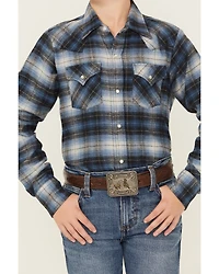 Ely Walker Boy's Plaid Print Long Sleeve Snap Flannel Shirt