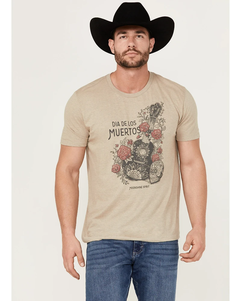 Moonshine Spirit Men's Skull Guitar Short Sleeve Graphic T-Shirt