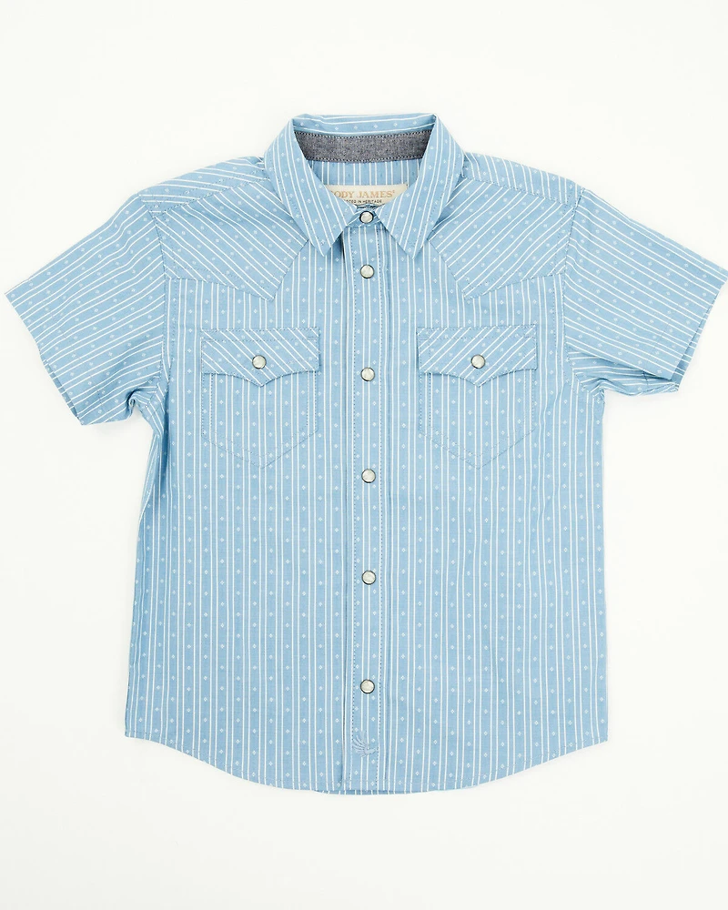Cody James Toddler Boys' Cowboy Way Striped Print Short Sleeve Snap Western Shirt