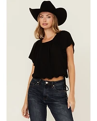 Wild Moss Women's Flutter Sleeve Peasant Top