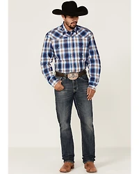 Roper Men's Royal Blue Large Plaid Long Sleeve Pearl Snap Western Shirt
