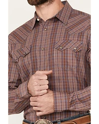Cody James Men's Mountain Plaid Print Long Sleeve Snap Western Shirt