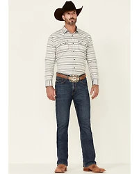 Moonshine Spirit Men's Line Dance Horizontal Stripe Long Sleeve Snap Western Shirt