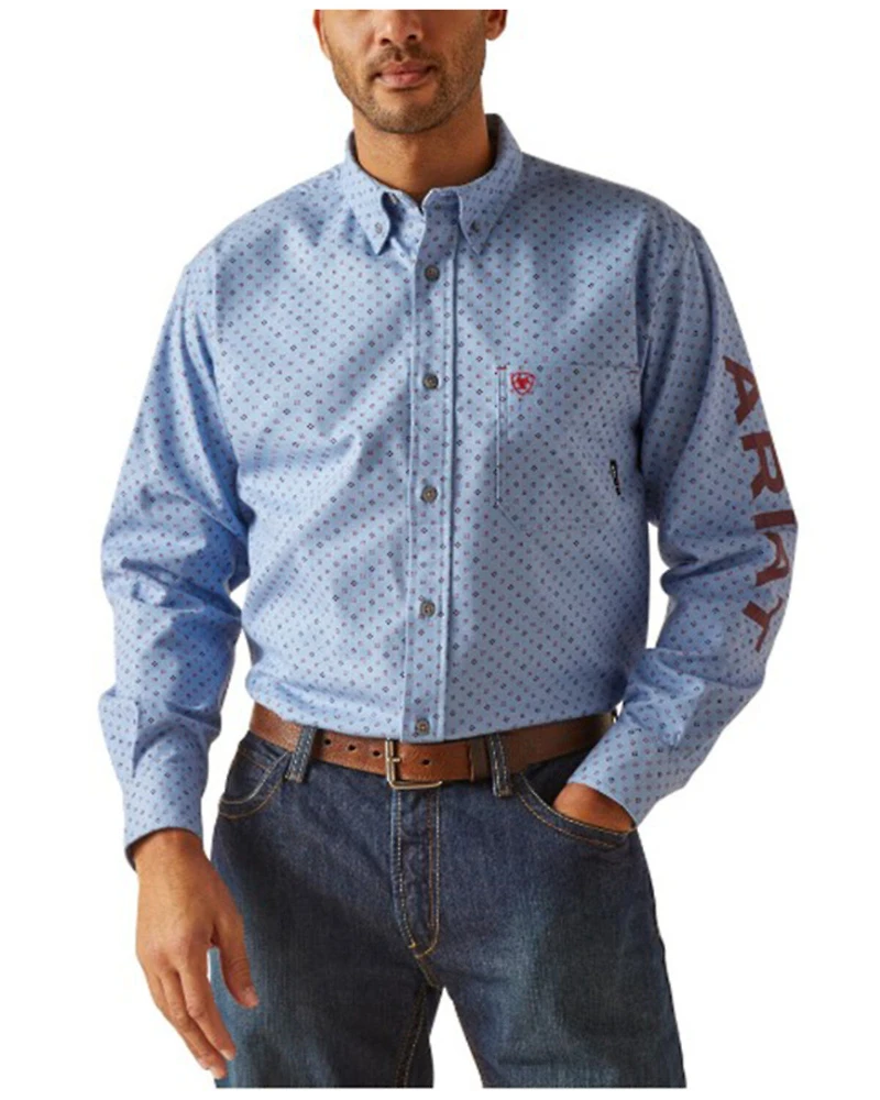 Ariat Men's FR Gunner Logo Geo Print Long Sleeve Button-Down Work Shirt