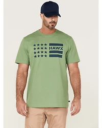 Hawx Men's Loden Logo Flag Graphic Work T-Shirt