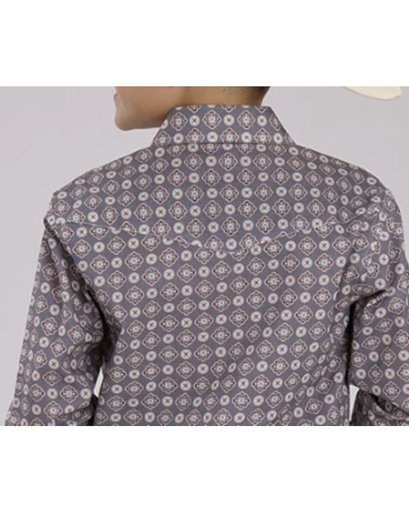 Roper Boys' Saltillo Medallion Print Long Sleeve Snap Western Shirt