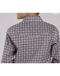 Roper Boys' Saltillo Medallion Print Long Sleeve Snap Western Shirt