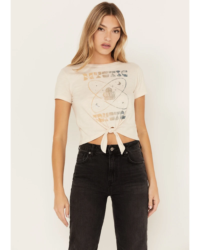Shyanne Women's Mystic Crystal Tie Front Graphic Tee
