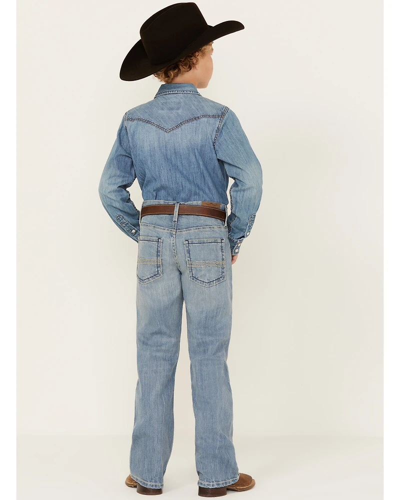 Cody James Boys' Light Wash Cloverleaf Slim Stretch Bootcut Jeans