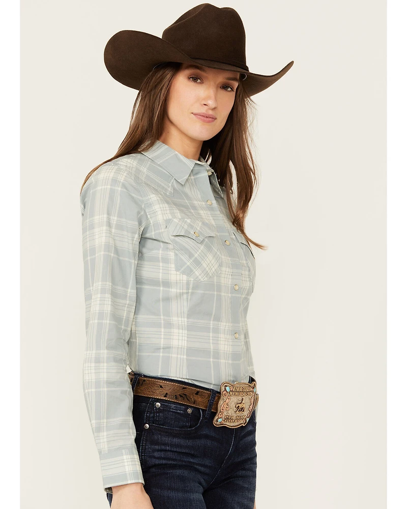 Wrangler Retro Women's Plaid Print Long Sleeve Pearl Snap Western Shirt