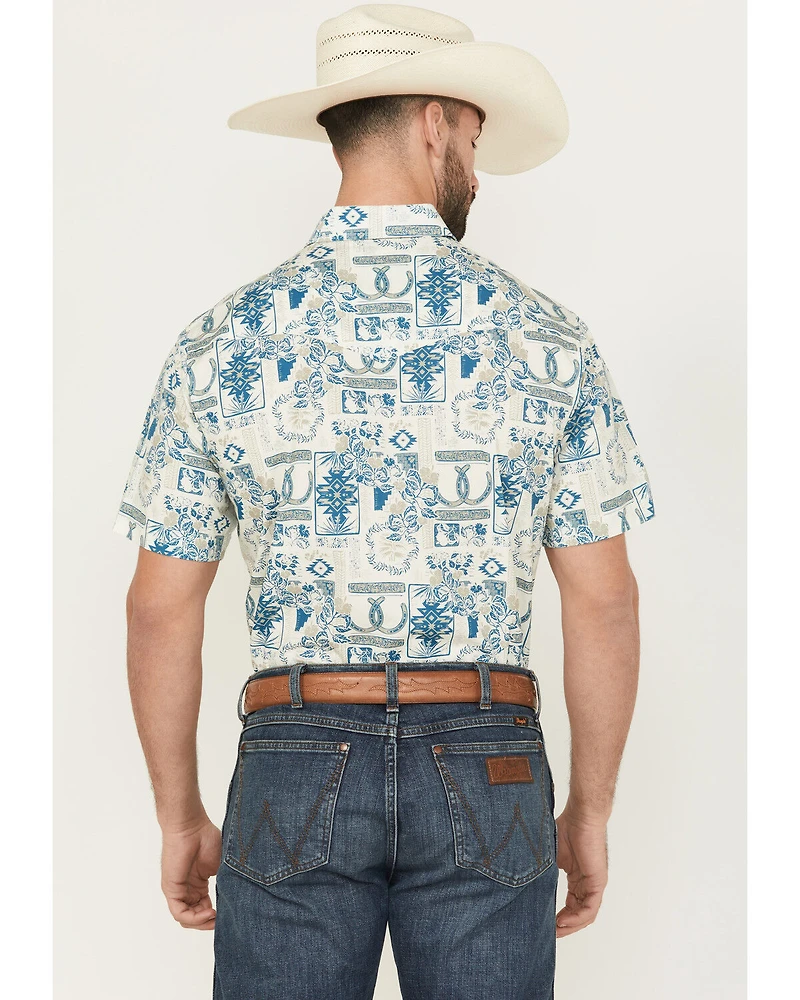 Roper Men's West Made Print Short Sleeve Snap Western Shirt