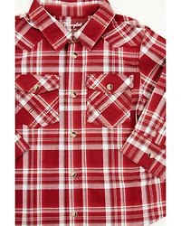 Wrangler Toddler Boys' Plaid Print Long Sleeve Snap Western Shirt