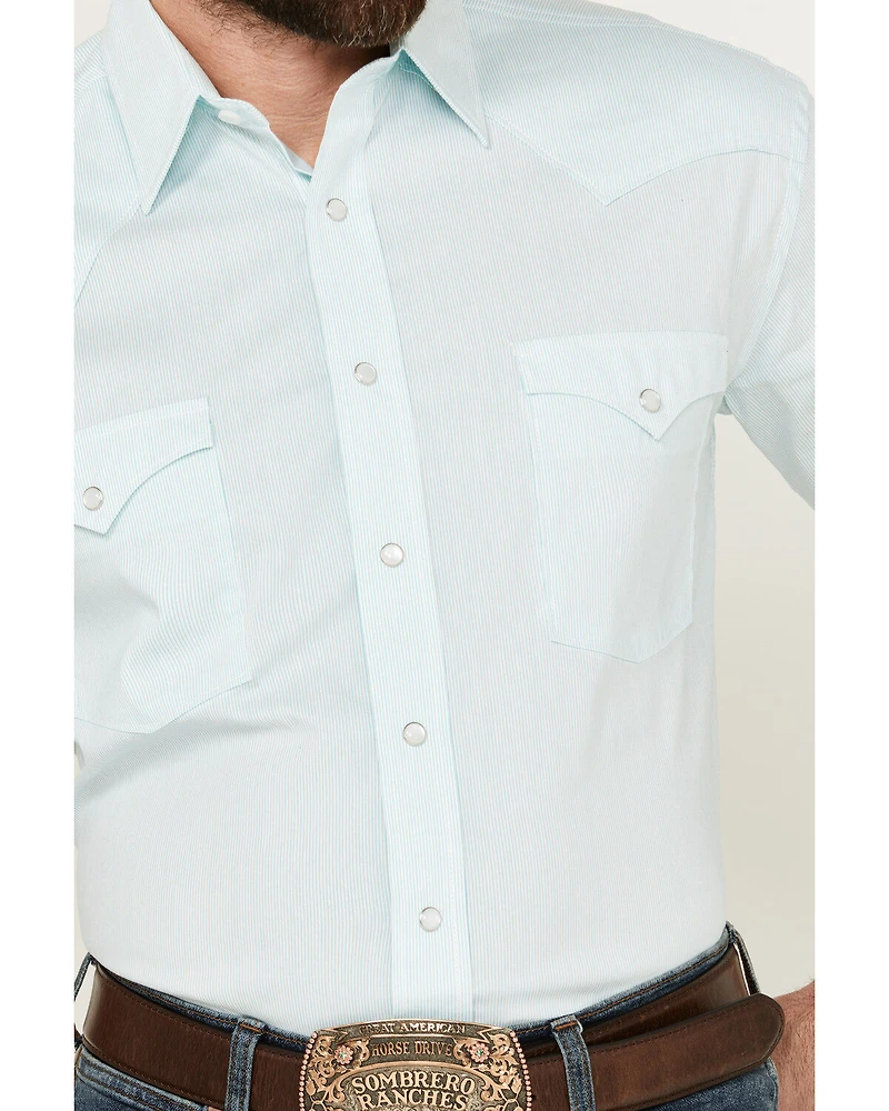 Panhandle Men's Micro Vertical Striped Short Sleeve Pearl Snap Western Shirt