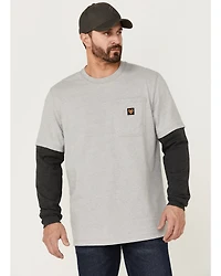 Hawx Men's Layered Pocket Light Gray Long Sleeve Work T-Shirt