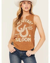 Shyanne Women's Buck Yah Saloon Split Neck Graphic Tank