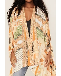 Flying Tomato Women's Patchwork Flowy Kimono