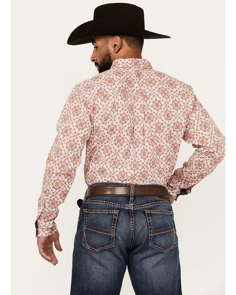 Cody James Men's Lucky One Medallion Print Long Sleeve Button-Down Stretch Western Shirt