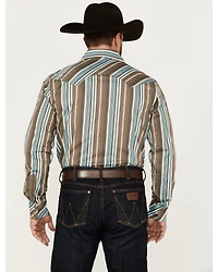 Rock & Roll Denim Men's Serape Striped Print Long Sleeve Pearl Snap Western Shirt