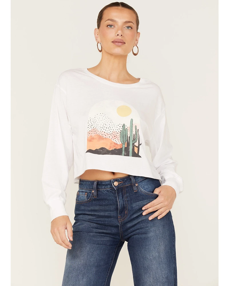 White Crow Women's Desert Cactus Scene Long Sleeve Graphic Tee