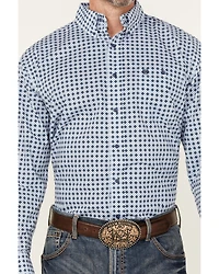 Wrangler Men's Geo Print Long Sleeve Button-Down Stretch Western Shirt