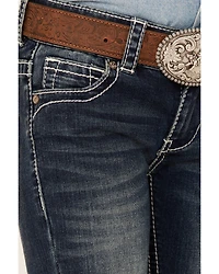 Shyanne Little Girls' Horse & Horseshoe Dark Wash Embroidered Bootcut Jeans