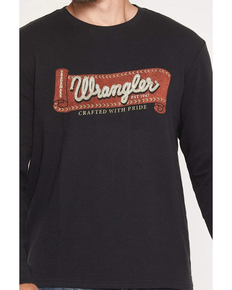 Wrangler Men's Rope Logo Waffle Knit Long Sleeve Shirt